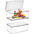 ZENFUN Set of 3 Small Stackable Storage Bins with Hinged Lid, Acrylic Organizer Box, Clear Makeup Organizer Box, Cosmetic Case f
