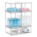 Gajiuhon Baby Bottle Organizer, Large Capacity Stackable Acrylic Storage with Non-Slip Pads, for Baby Bottles, Pump Parts, Kitch