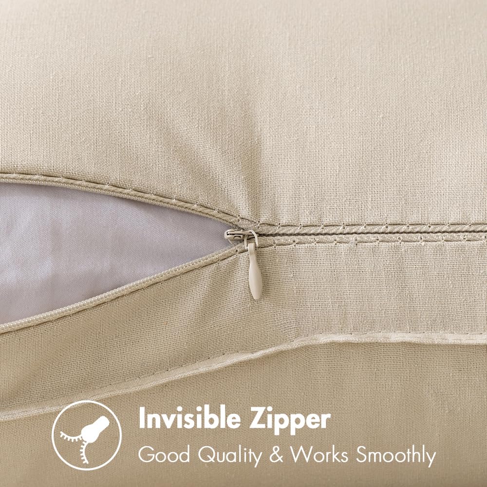 Miulee Pack Of 2 Beige Pillow Covers 26X26 Inch Decorative Couch Throw Pillow Covers Linen Cushion Covers Set Modern Farmhouse Home Decor For Sofa Living Room Bed