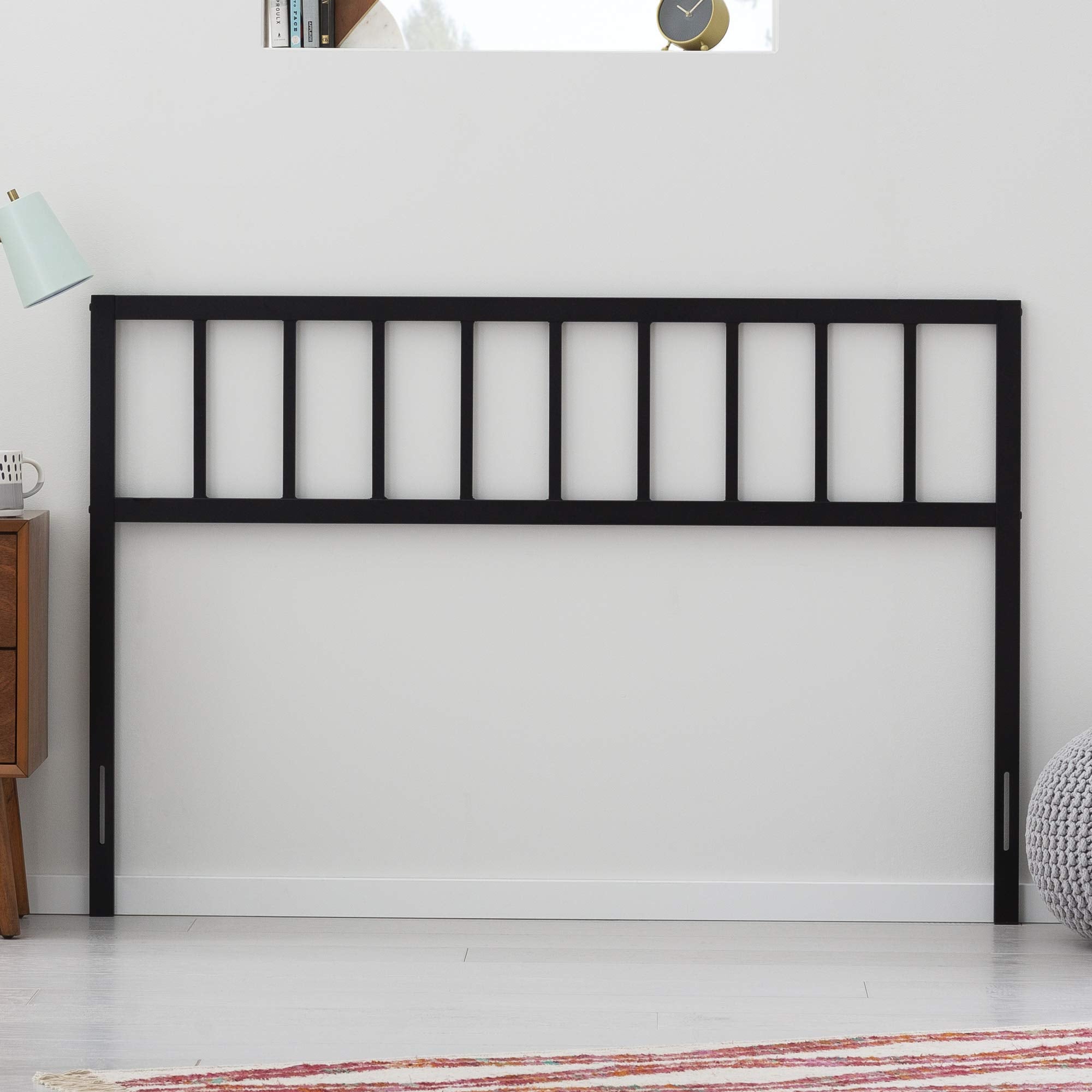 Linenspa Decorative Black Metal Steel Construction- Vertical Bar Design-40 Inches Tall Headboard, California King