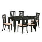 East West Furniture DUNI7-BLK-C 7 Piece Dining Room Table Set Consist of a Rectangle Kitchen Table and 6 Linen Fabric Upholstered Dining Chairs, 36x60 Inch, Black