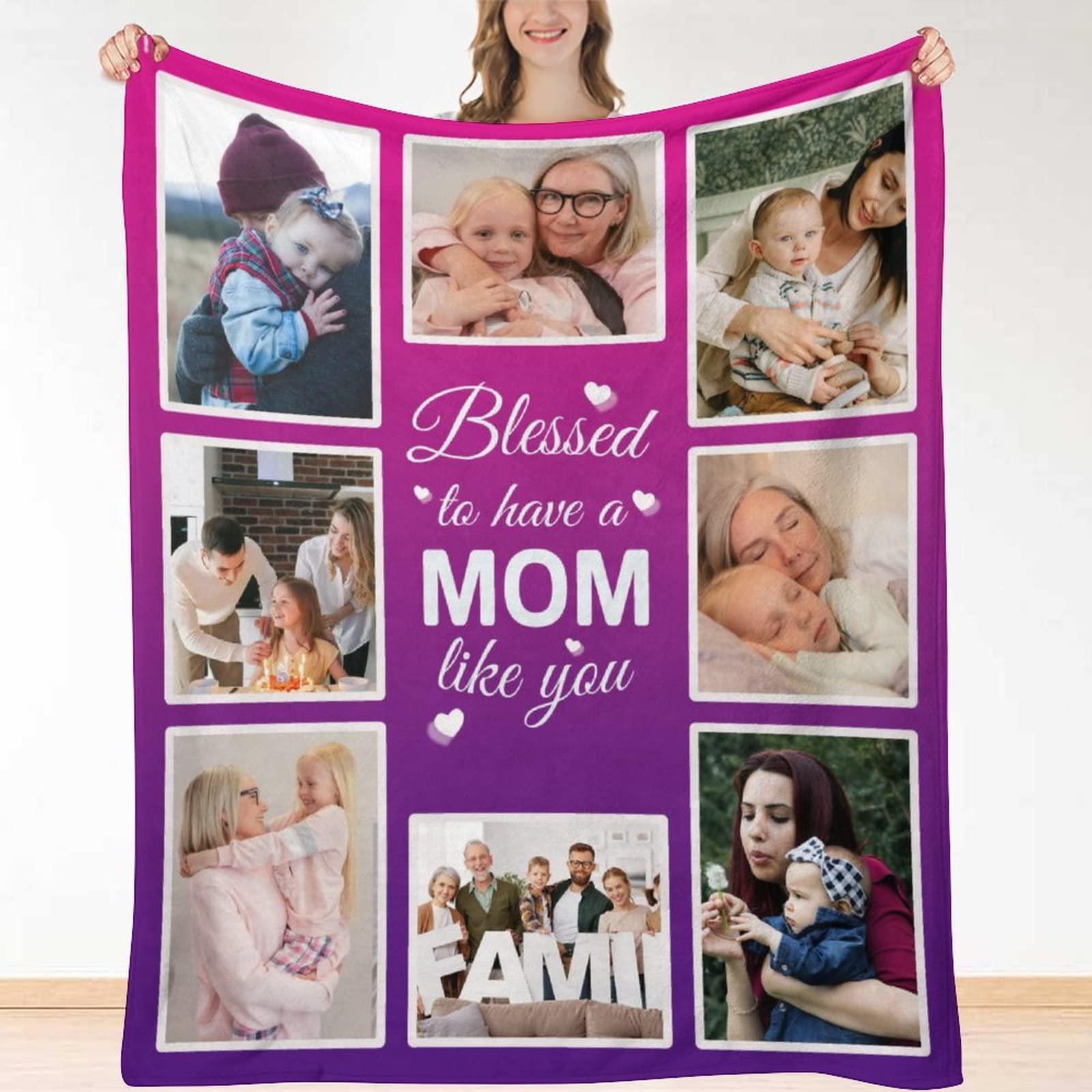Gifts For Mom Mothers Day Custom Blankets With Photos Personalized Picture Blanket Customized Blankets With Photos Collage Throw