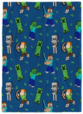 Minecraft Plush Throw Blanket - Measures 46 X 60 Inches - Kids Super Soft Fleece Creeper Battle Bedding