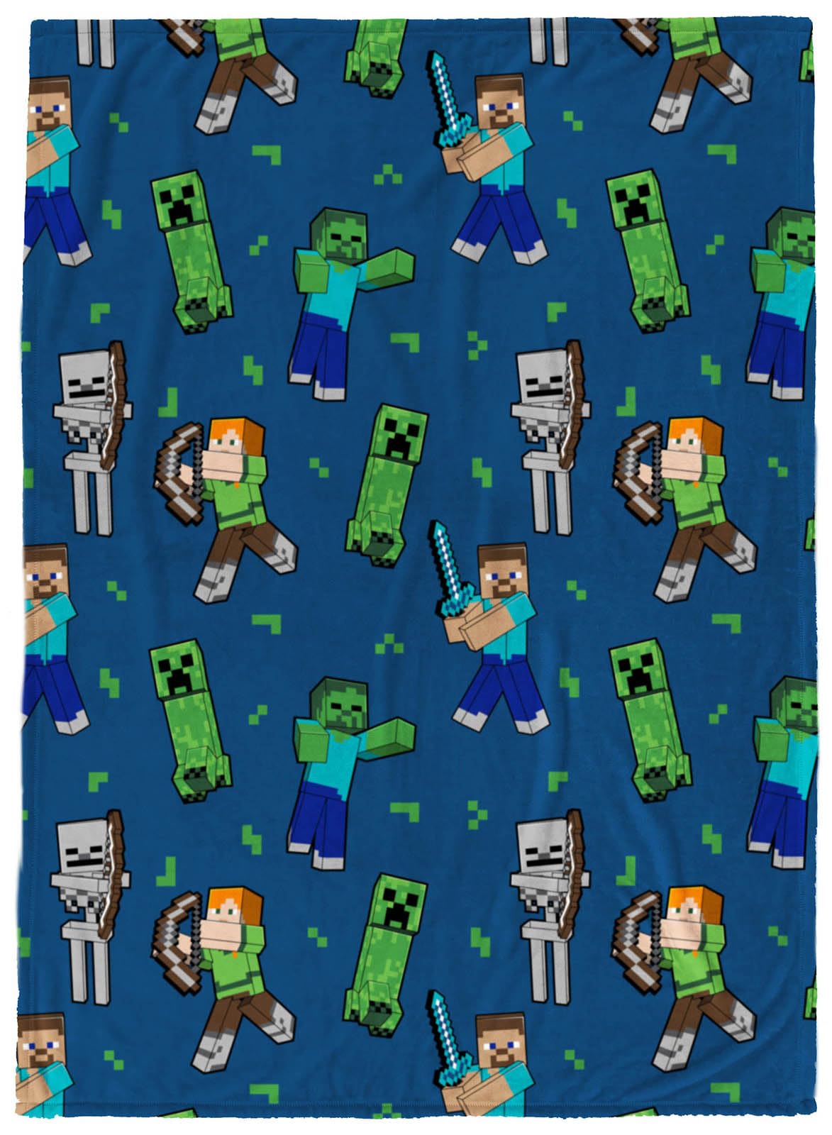 Minecraft Plush Throw Blanket - Measures 46 X 60 Inches - Kids Super Soft Fleece Creeper Battle Bedding