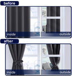 Hiasan Blackout Curtains 63 Inch Long Sewn With Tiebacks, Rod Pocket & Back Tab Charcoal Gray Thermal Insulated Drapes, Room Dar
