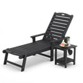 Lue Bona Chaise Lounge Chair With Table, 2-Piece,79'' Oversized Hdps Chaise Lounger, 5 Positions Adjustable Lounge Chairs, Pool Lounge Chair With Wheels For Poolside, Backyard, 3 Year Warranty, Black