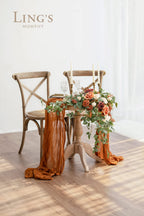 Ling'S Moment 2Pcs Terracotta Arch Flowers Artificial Floral Swags Centerpieces Wedding Decor Welcome Signs Faux Burnt Orange Ro