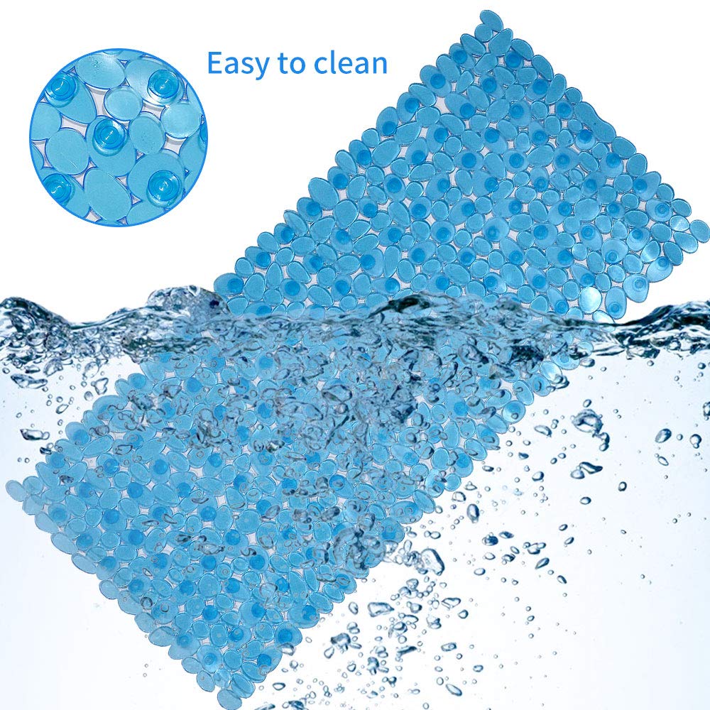 Songziming Pebble Bath Mat For Bathtub To Anti Slip Bathtub Mat In Shower With 16 Inches By 35 Inches (Clear Blue)