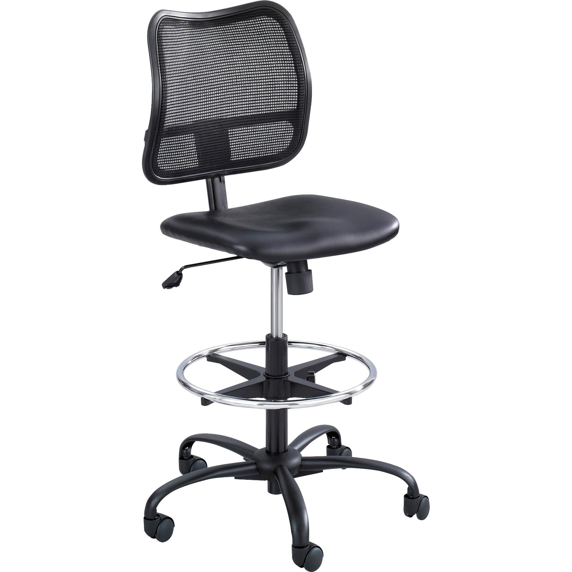 Safco Rolling Chair, Extended Height, Black Vinyl Mesh, Adjustable Height, Supportive Back and Ergonomic Design, 250 lbs Capacity, Black