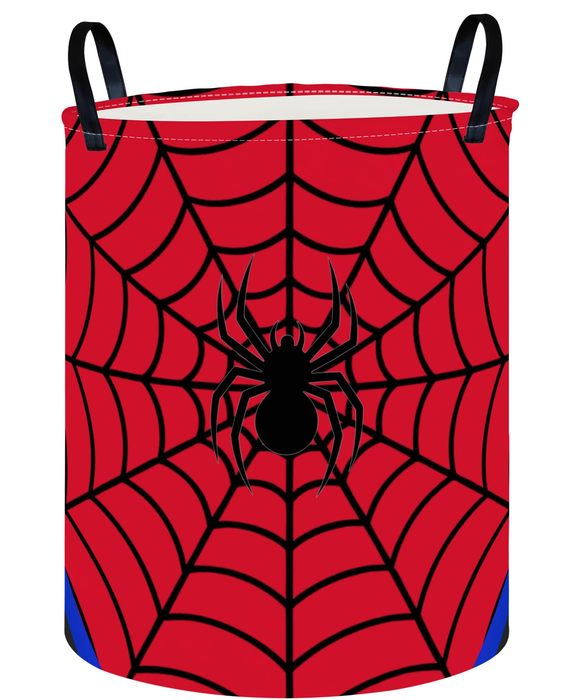 CLOCOR Round Collapsible Flat Storage Basket,SpaceSaving Fabric Laundry Hamper,Gift Basket(Blueedged Spiderweb)