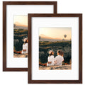 Golden State Art, 12x16 Picture Frame with Mat for 8.5x11 Picture or 12x16 inch Without Mat, Wall Mounting (Dark Brown, 2 Pack)