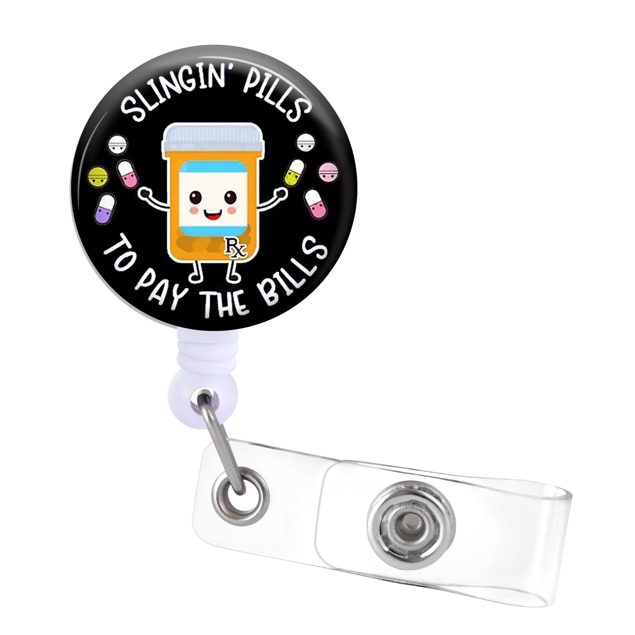 Badge Reels Holder Retractable With Id Clip For Nurse Name Tag Card Pharmacy Pharmacist Chill Pill Cute Nursing Doctor Teacher S