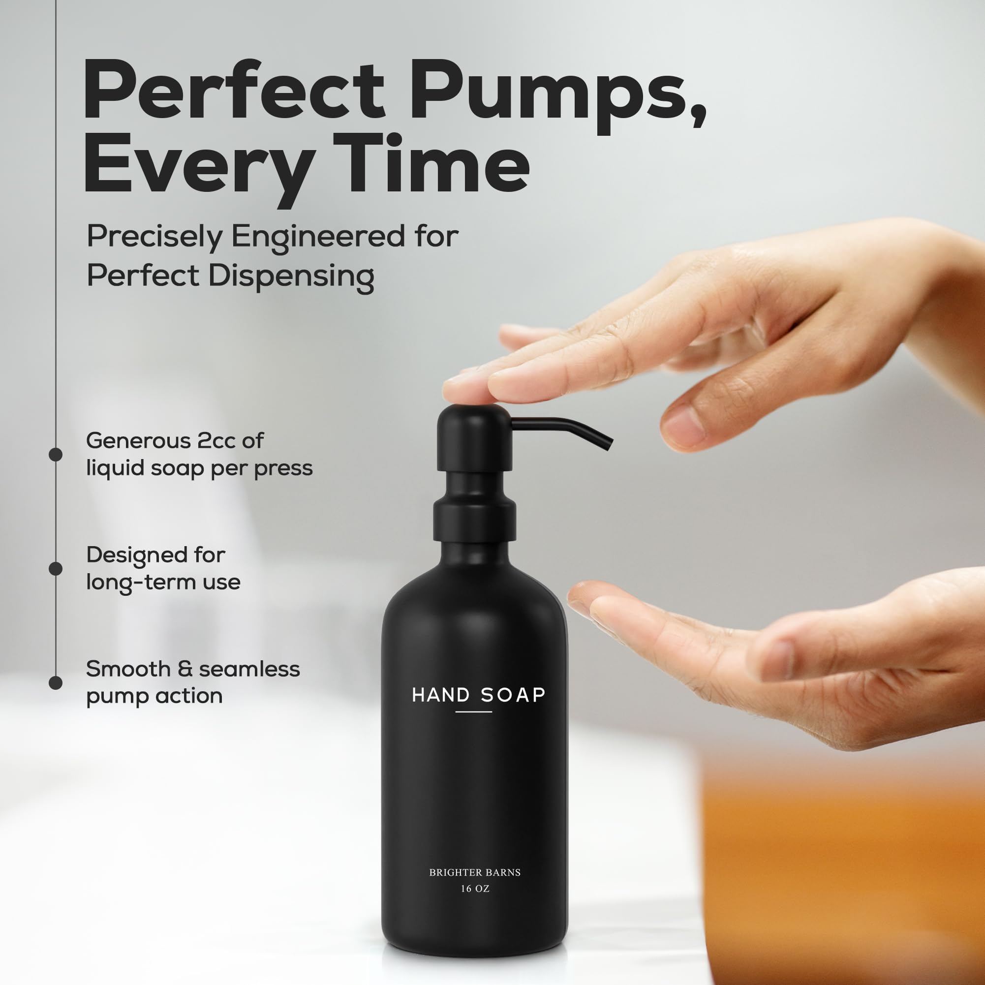 Black Glass Hand And Dish Soap Dispenser Set By Brighter Barns - Kitchen Soap Dispenser Set & Pump - Black Soap Dispenser For Ki