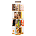 TAKEKIT Rotating Bookshelf, 360 Degree Revolving Bookcase, 4-Tier Spinning Bookshelf, Clear Acrylic & Solid Wood Rotating Bookca