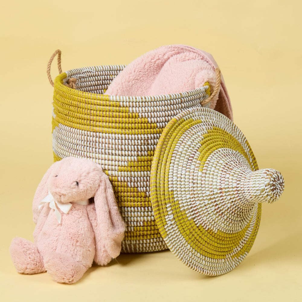 Basket, Laundry Hamper, Toy Storage, Blanket Basket, With Lid, Wicker, Woven, Bedroom, Living Room, Nursery, Decorative, Boho, S