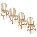 Safeplus 18' Oak Dining Chairs Set Of 4, Wood Windsor Chair With Spindle Back For Country Farmhouse Kitchen Island