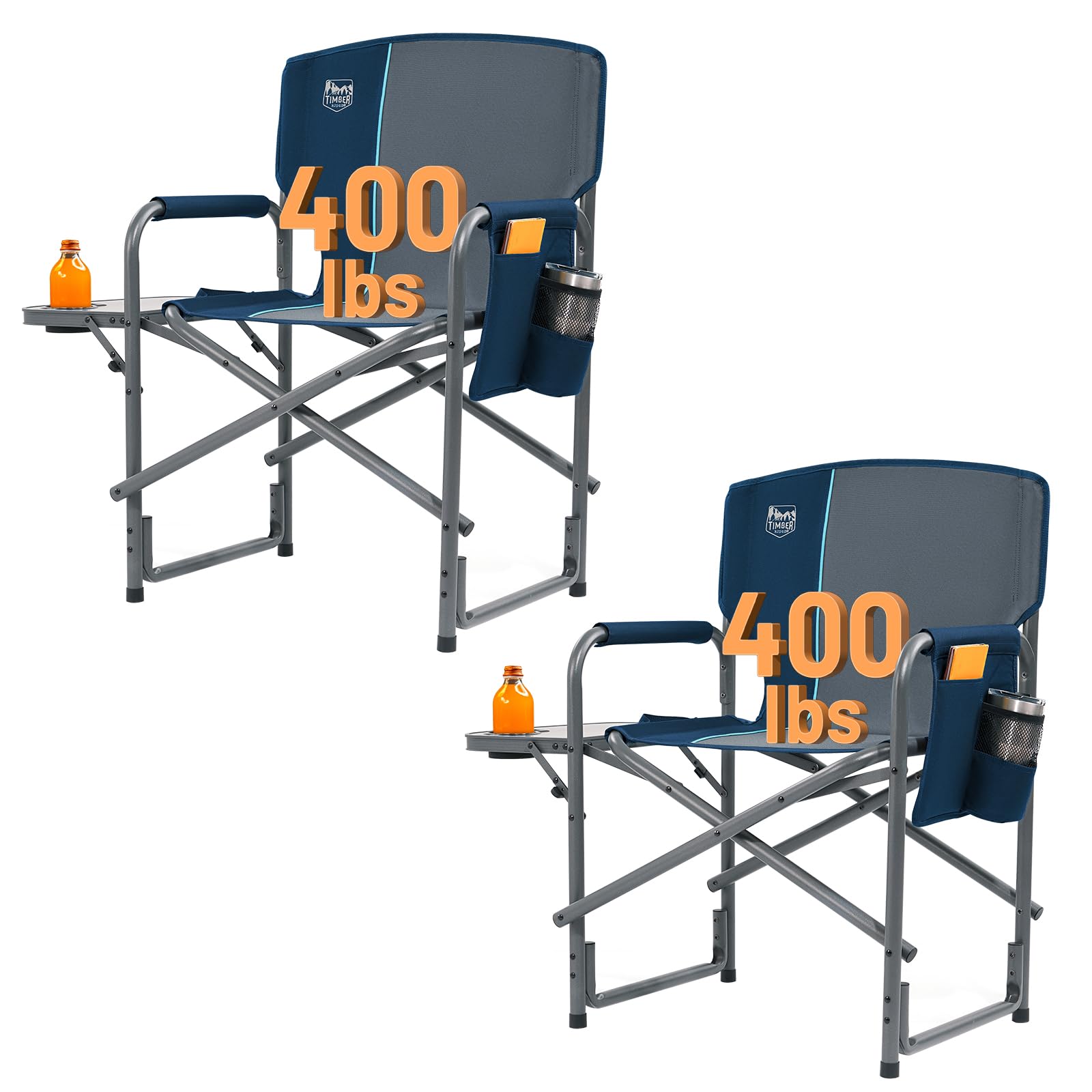 TIMBER RIDGE Lightweight Oversized Camping Chair, Portable Aluminum Directors Chair with Side Table Detachable Side Pocket for O