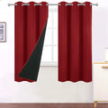 LEMOMO Red Curtains 40 x 63 Inch Length 100% Blackout Curtains 2 Panels with Black Liner/Double Layer Full Room Darkening Curtai