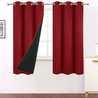 LEMOMO Red Curtains 40 x 63 Inch Length 100% Blackout Curtains 2 Panels with Black Liner/Double Layer Full Room Darkening Curtai