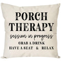 Pandicorn Farmhouse Throw Pillow Covers 18X18 Inch Porch Therapy Session In Progress Relax Outdoor Rustic Decorative Throw Pillo