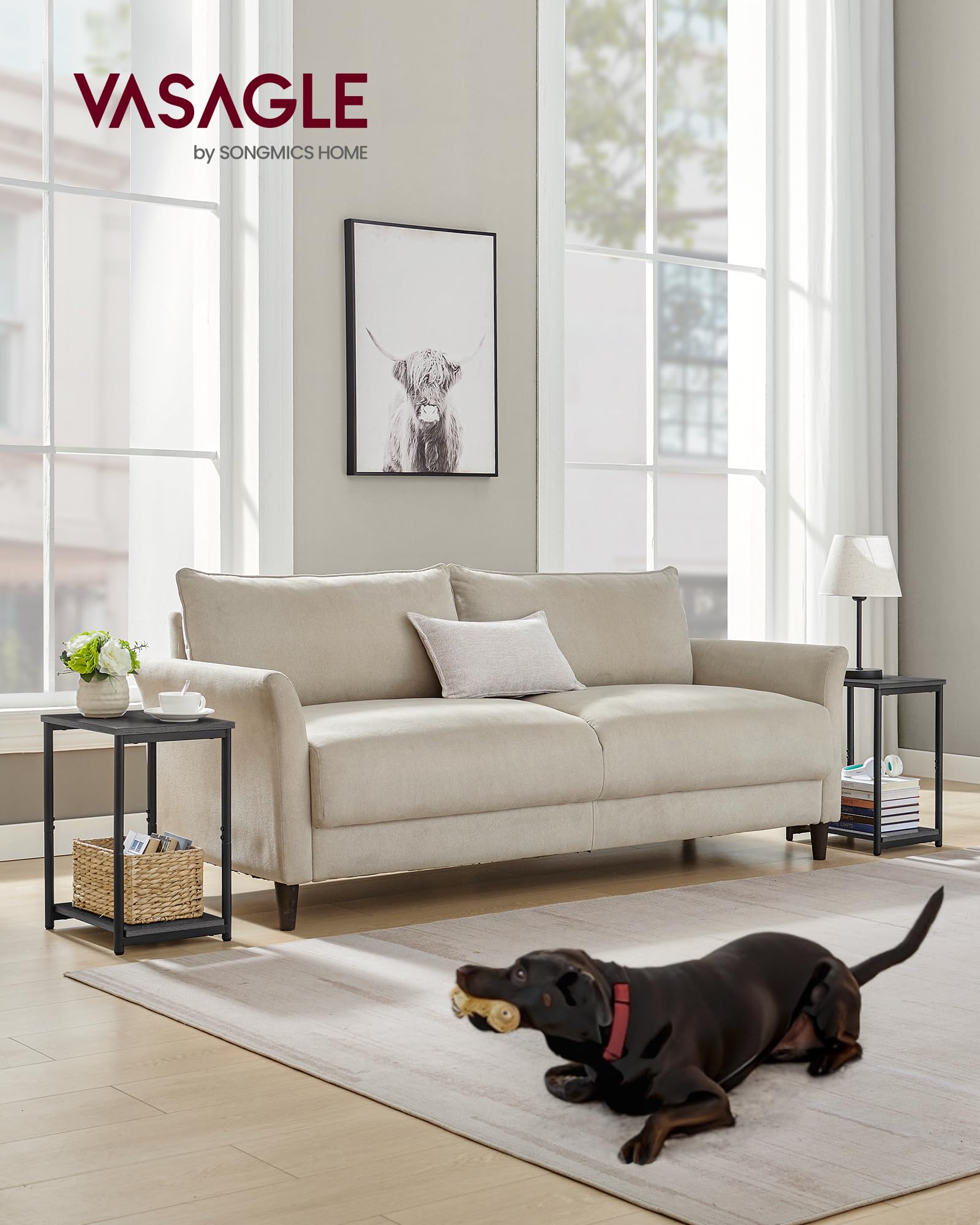 Vasagle Side Tables Set Of 2, Small End Table, Nightstand For Living Room, Bedroom, Office, Bathroom, Misty Gray And Classic Black Ulet272B68