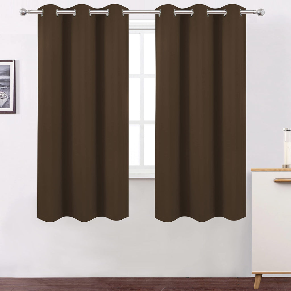 Lemomo 100% Blackout Curtains 40 X 63 Inch/Chocolate Brown Curtains 2 Panels With Black Liner/Double Layer Full Room Darkening B