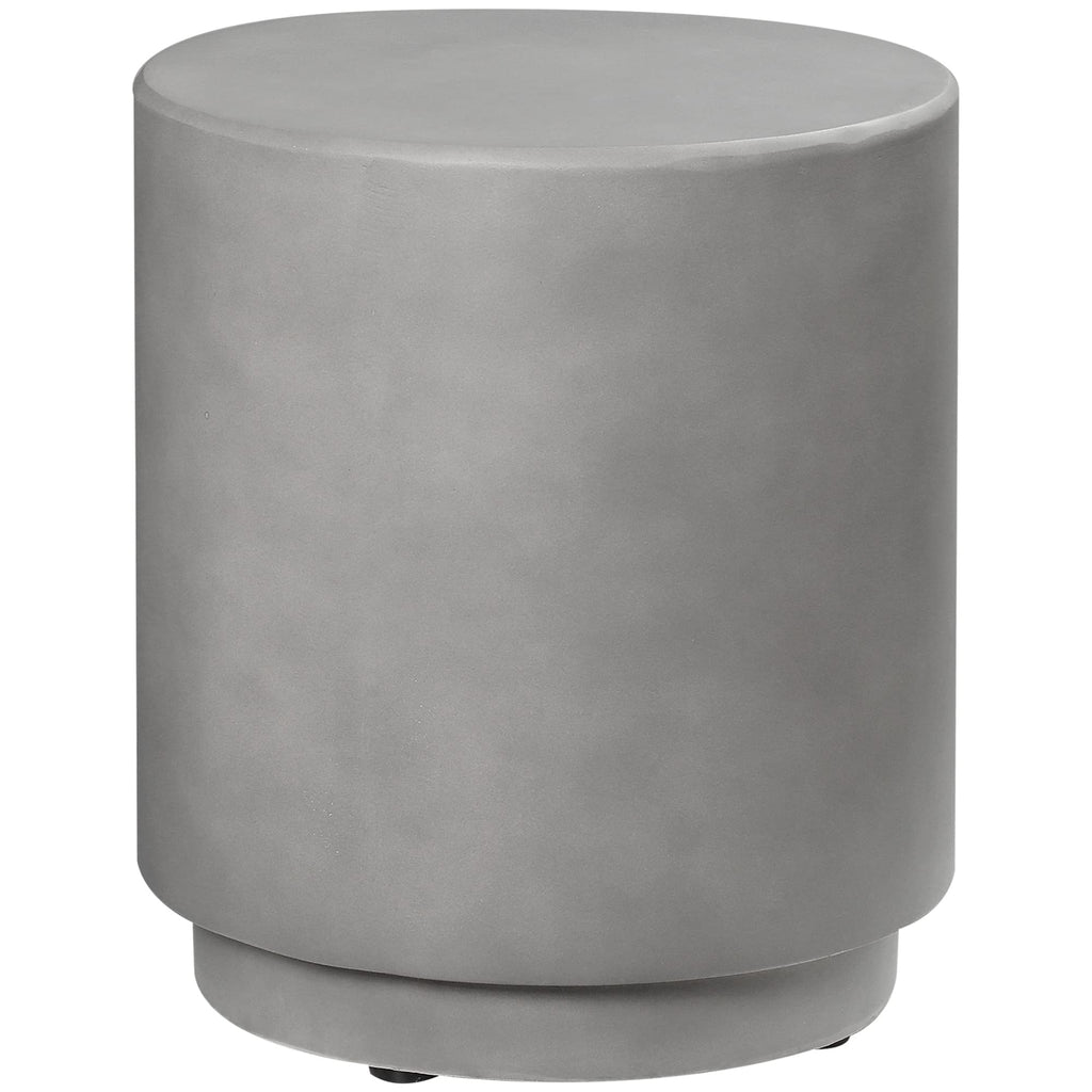 Homcom Round Side Table, Lightweight Accent Table With Concrete Finish, End Table With 4 Adjustable Feet For Indoor, Outdoor, Light Gray
