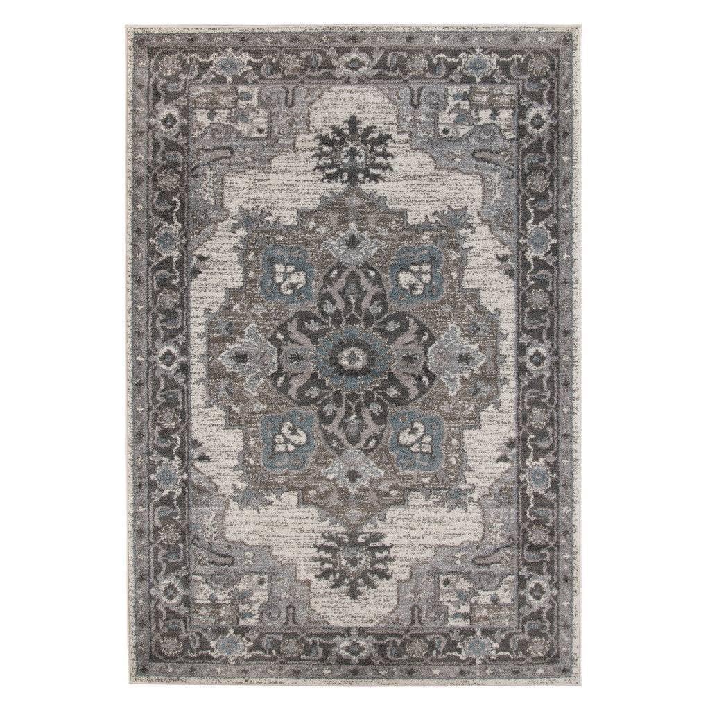 HomeRoots 531856 8 x 10 ft. Taupe Medallion Power Loom Rectangle Area Rug