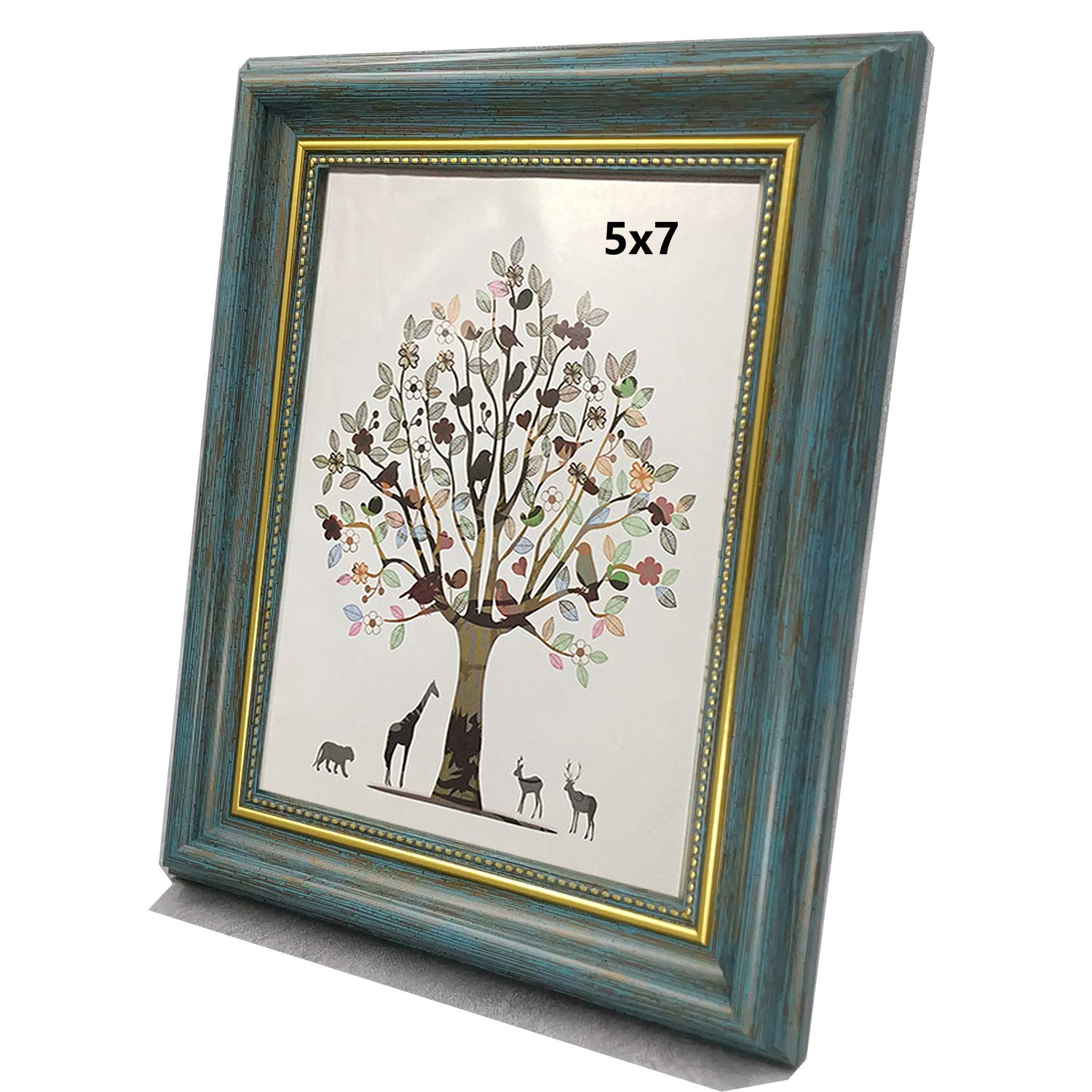 FRAMEWOLD 5x7 Picture Frames Blue Photo Frame. Frames 7x9.Front opening 4.8x6.8. Darker Blue & Gold.Plastic Panel(not Glass).Ple
