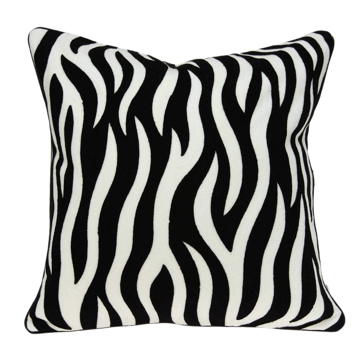 HomeRoots Decor 20' x 7' x 20' Transitional Black and White Zebra Pillow Cover with Down Insert