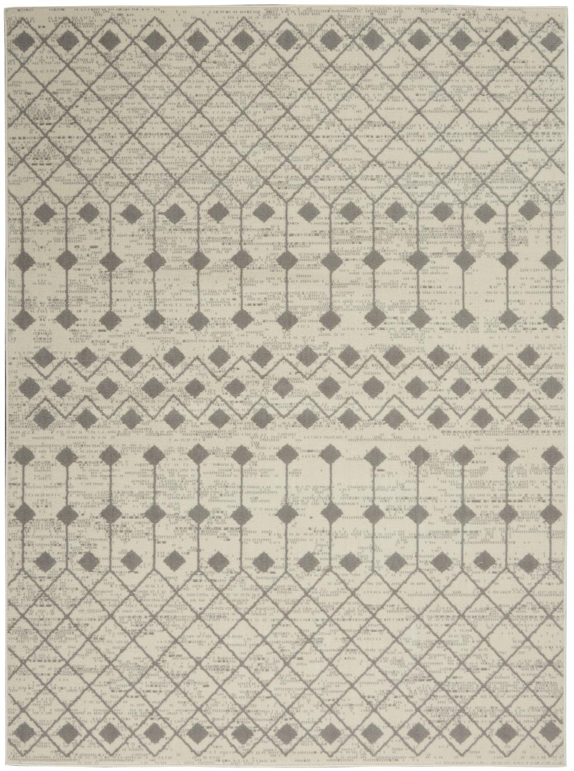 Nourison Grafix Moroccan Ivory/Grey 7'10' X 9'10' Area Rug, Easy Cleaning, Non Shedding, Bed Room, Living Room, Dining Room, K