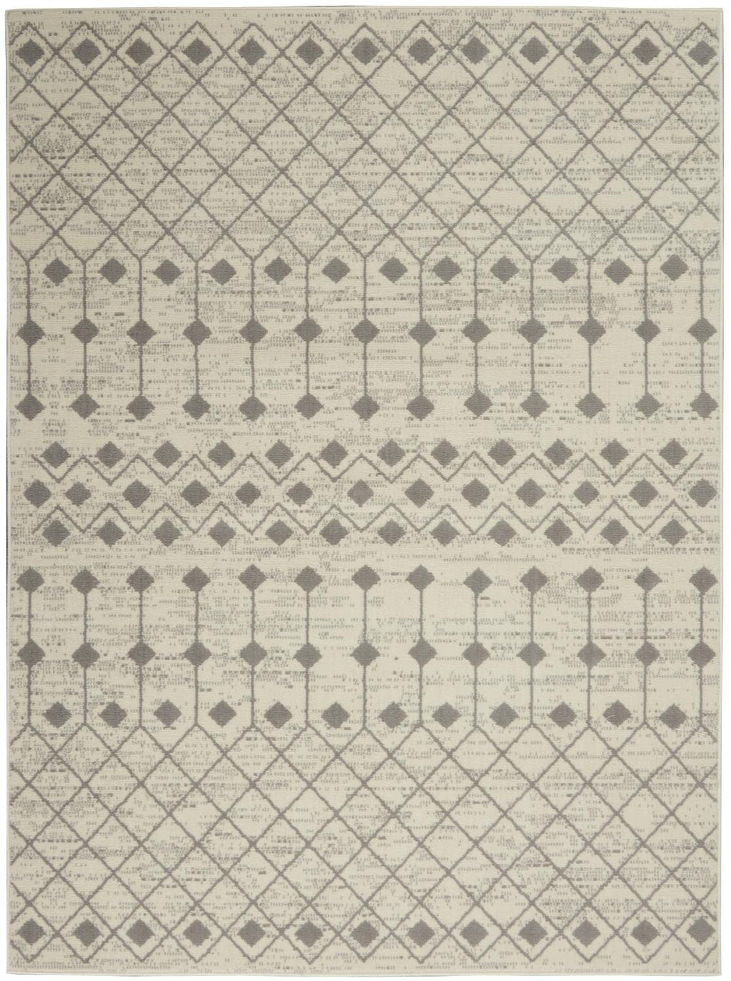 Nourison Grafix Moroccan Ivory/Grey 6' X 9' Area Rug, Easy Cleaning, Non Shedding, Bed Room, Living Room, Dining Room, Kitchen (