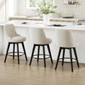 Watson & Whitely Counter Height Bar Stools Set of 3, Performance Fabric Upholstered Modern Swivel Barstool with Back, Solid Wood