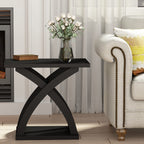 ChooChoo ET2107 End Side Table Engineered Wood Black Modern X-Design Storage Shelf