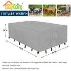 Easy-Going Rectangle Patio Furniture Cover Waterproof Outdoor Dining Table And Chair Cover Anti-Uv Outside Sectional Sofa Set Covers (110'L X 84'W X 28'H, Grey)