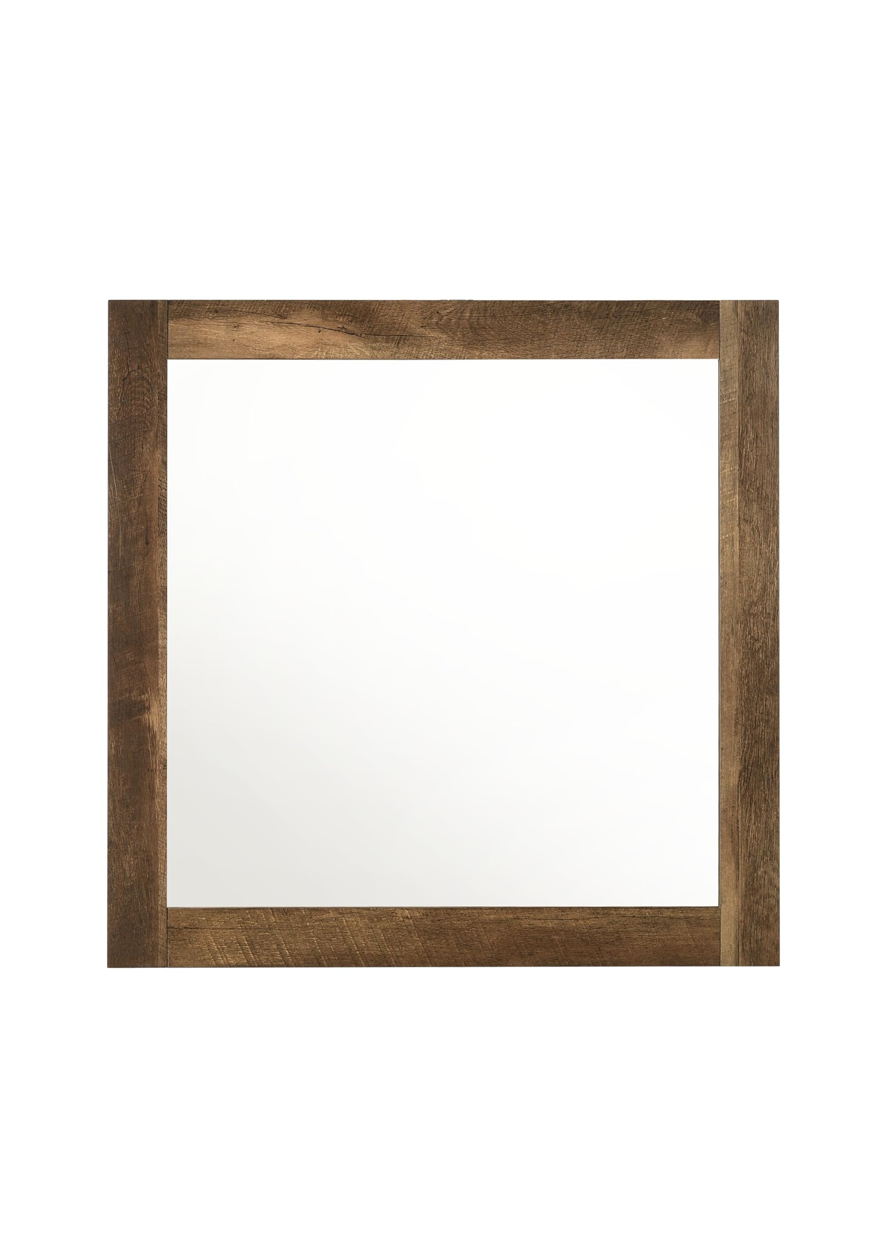 Acme Morales Square Dresser Mirror With Wooden Frame In Rustic Oak