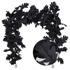 RECUTMS Black Leaf Garland 2PCS 5.7 FT Halloween Garland Fall Leaf Garland Artificial Hanging Black Maple Autumn Vine Leaf Fall 