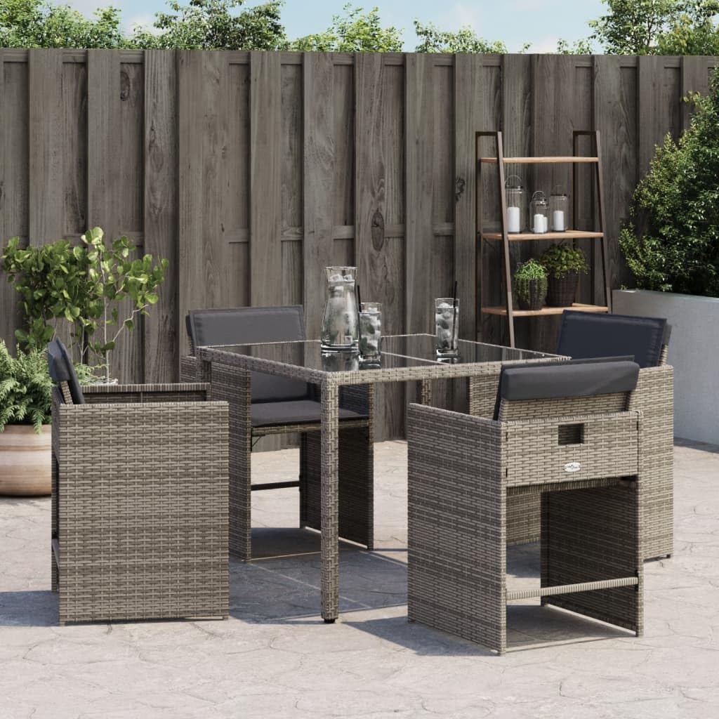 vidaXL Garden Chairs with Cushions 4 Pieces Grey Polyrattan
