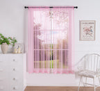 Pi Sheer Curtains,Window Treatment Light Filter Airy Voile With Rod Pocket For Living Room/Bedroom/Kids Room 2 Panels (W42Xl72,Bright Pink)