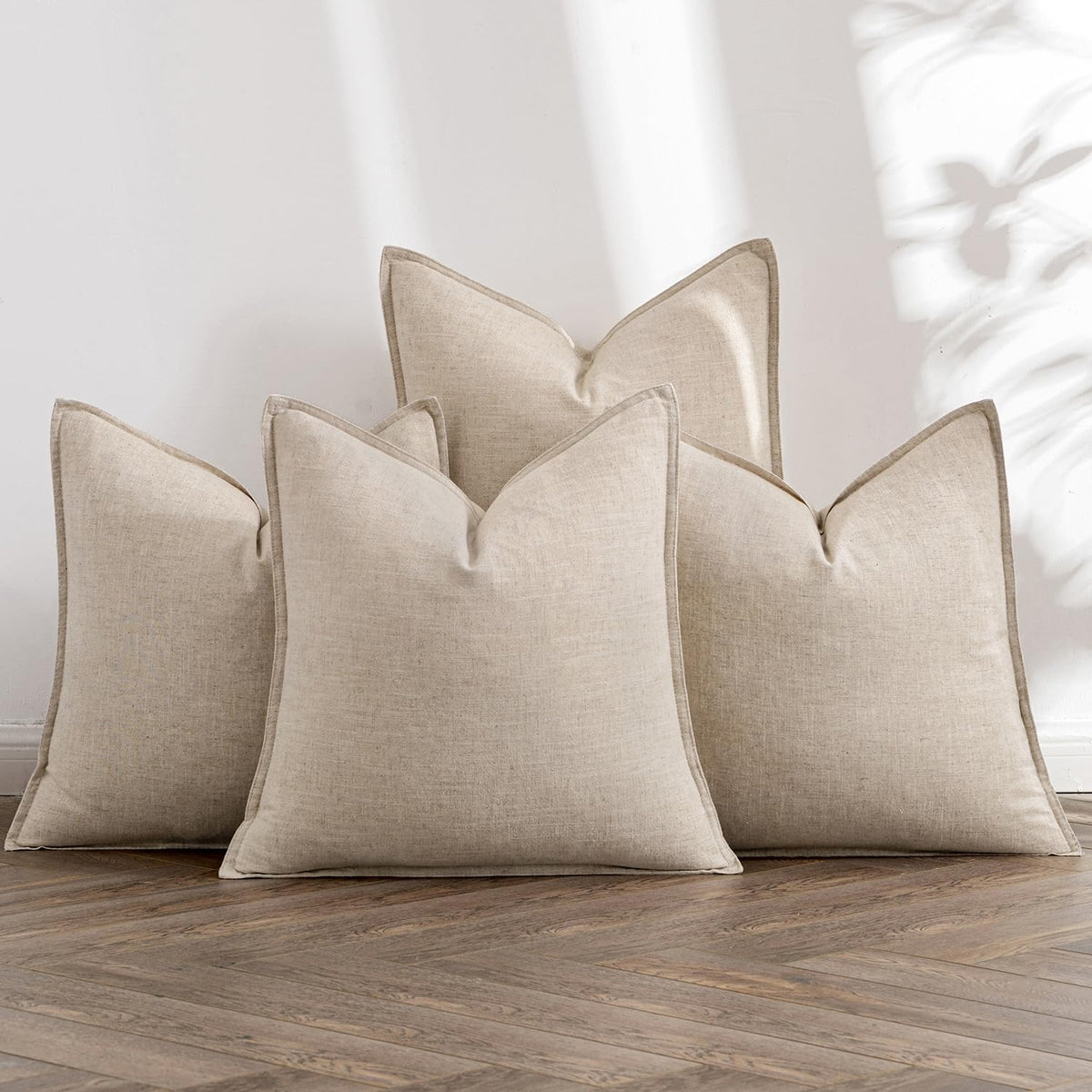 Miulee Beige Linen Pillow Covers Pack Of 4 Decorative Natural Solid Throw Pillow Covers Soft Accent Boho Farmhouse Couch Pillowc