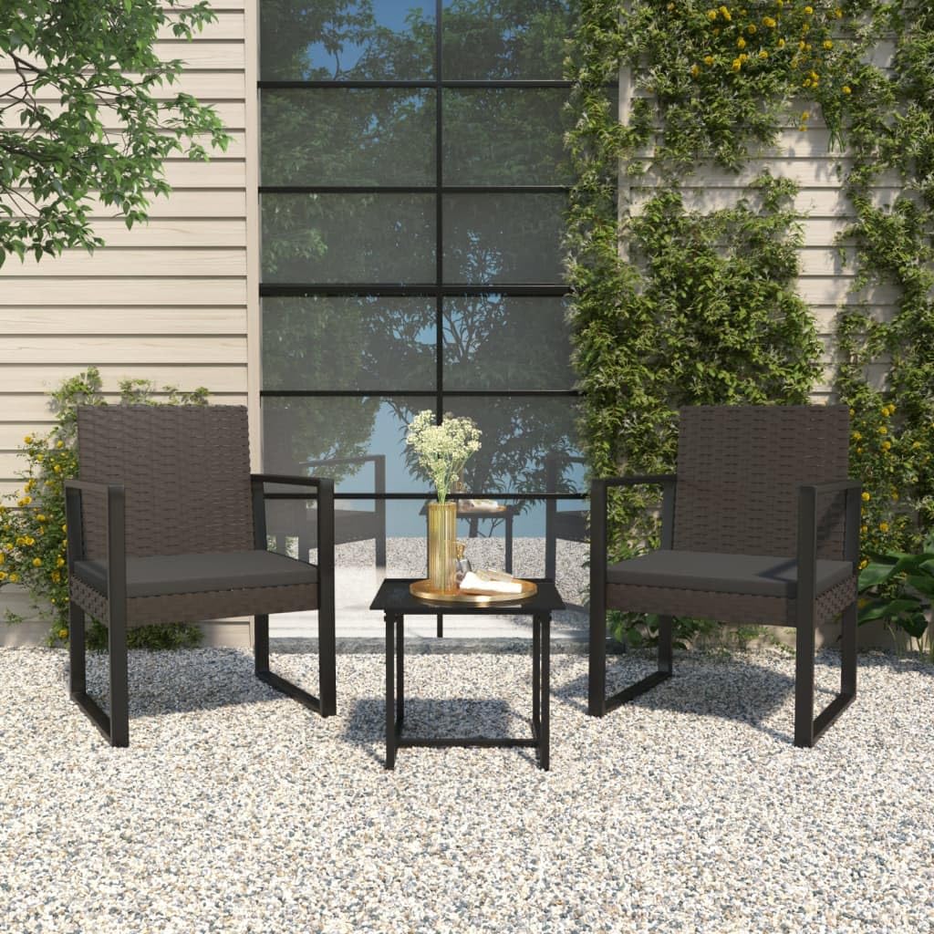 vidaXL Modern Patio Armchair with Included Cushion, Constructed from Weather-Resistant Black Poly Rattan and Stable Powder-Coated Steel Frame - 20.3" x 22.4" x 29.3"