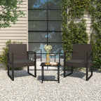 vidaXL Modern Patio Armchair with Included Cushion, Constructed from Weather-Resistant Black Poly Rattan and Stable Powder-Coated Steel Frame - 20.3" x 22.4" x 29.3"