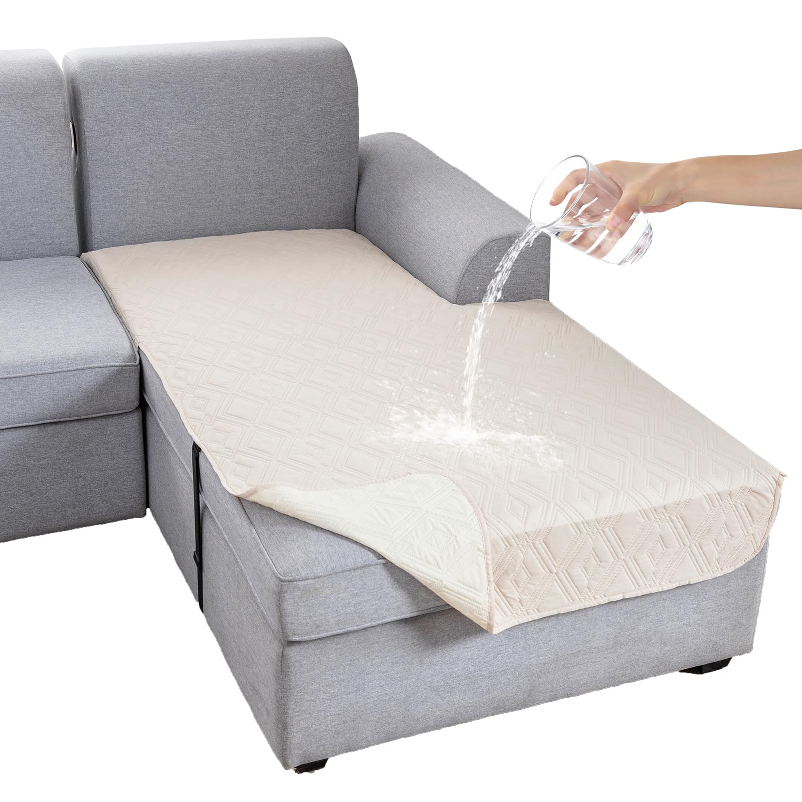 Genina 100% Waterproof Sectional Couch Covers For L Shaped Chaise Lounge Right, Anti-Slip Sectional Cover Furniture Protector Co