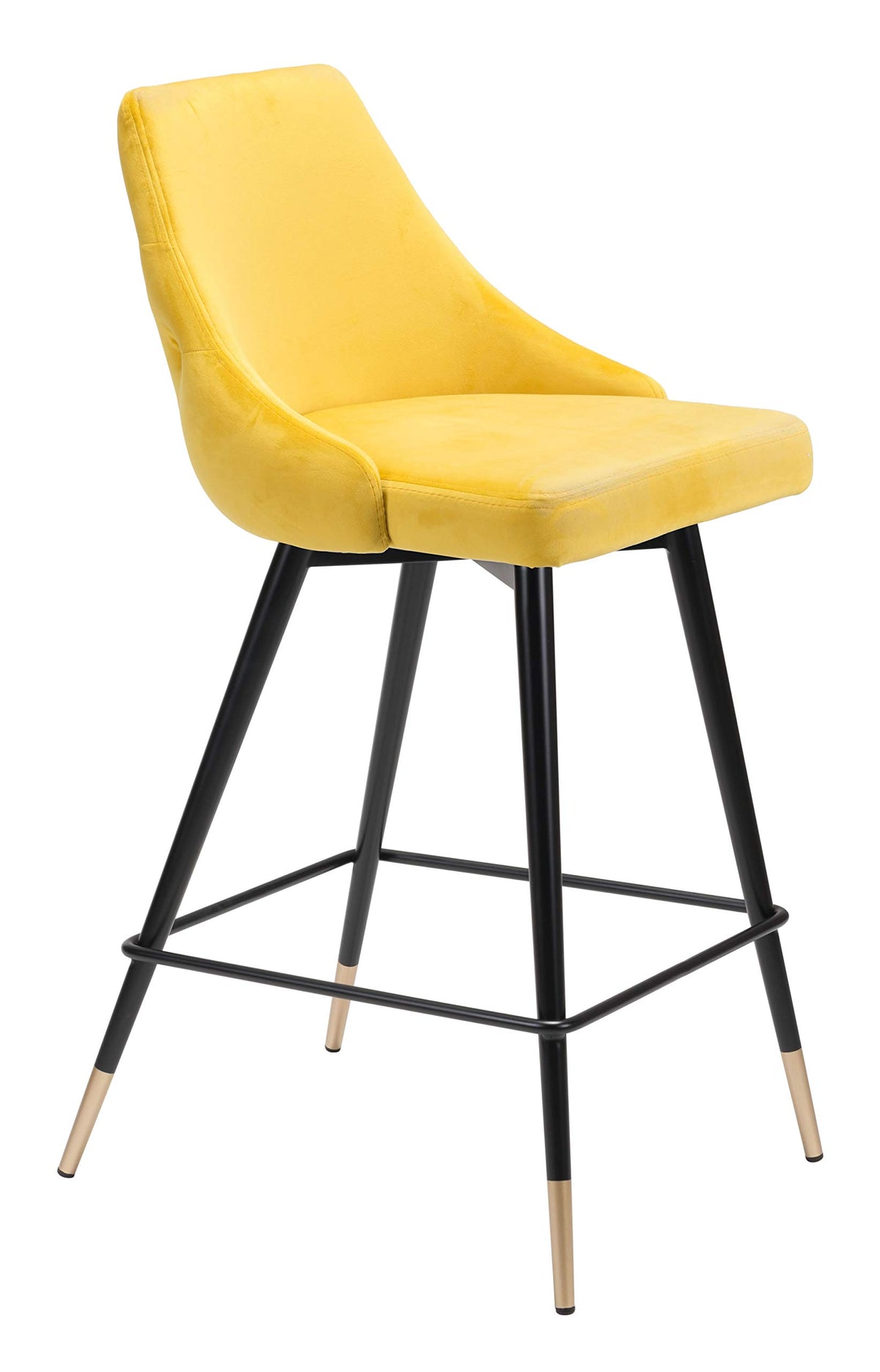 HomeRoots Decor 18.5-inch x 20.9-inch x 36.4-inch Yellow, Velvet, Stainless Steel, Counter Chair