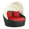 Modway Siesta Wicker Rattan Outdoor Patio Canopy Daybed In Espresso Red