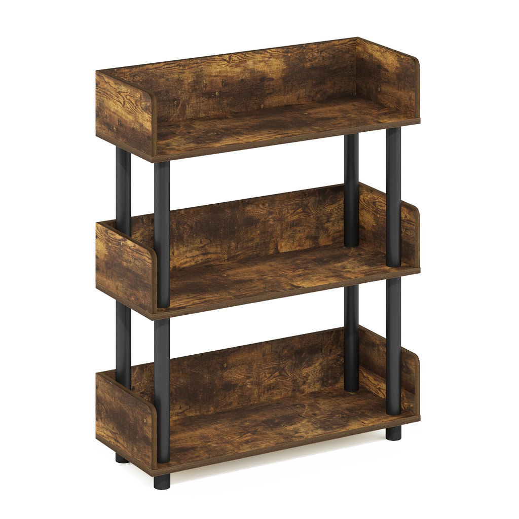 Furinno Turn-N-Tube 3-Tier Toolless Display Rack, Amber Pine/Black