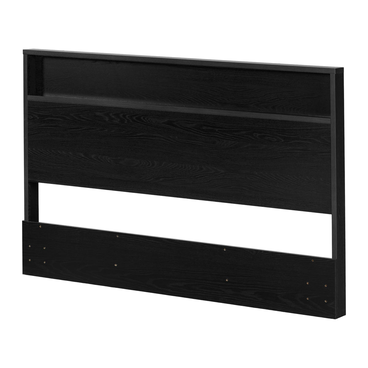 South Shore Primo Headboard With Storage Shelf, Full/Queen, Black Oak