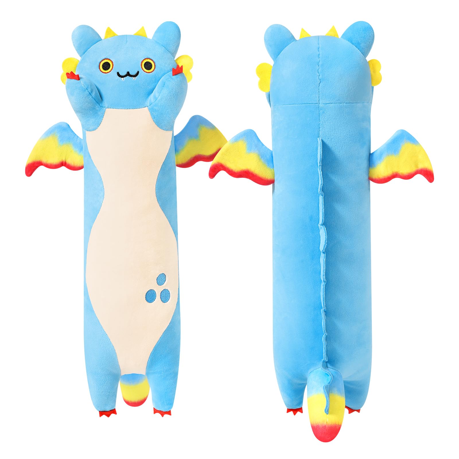 PEACH CAT Long Dragon Cat Plush Pillow Cute Dragon Cat Stuffed Animal for Boys and Girls Blue 19.6 