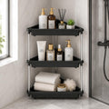 KAVIRA Corner Shelf for Bathroom| Triangle Rack for Storage|Plastic Shelf for Bathroom, Kitchen (Black, 3L)