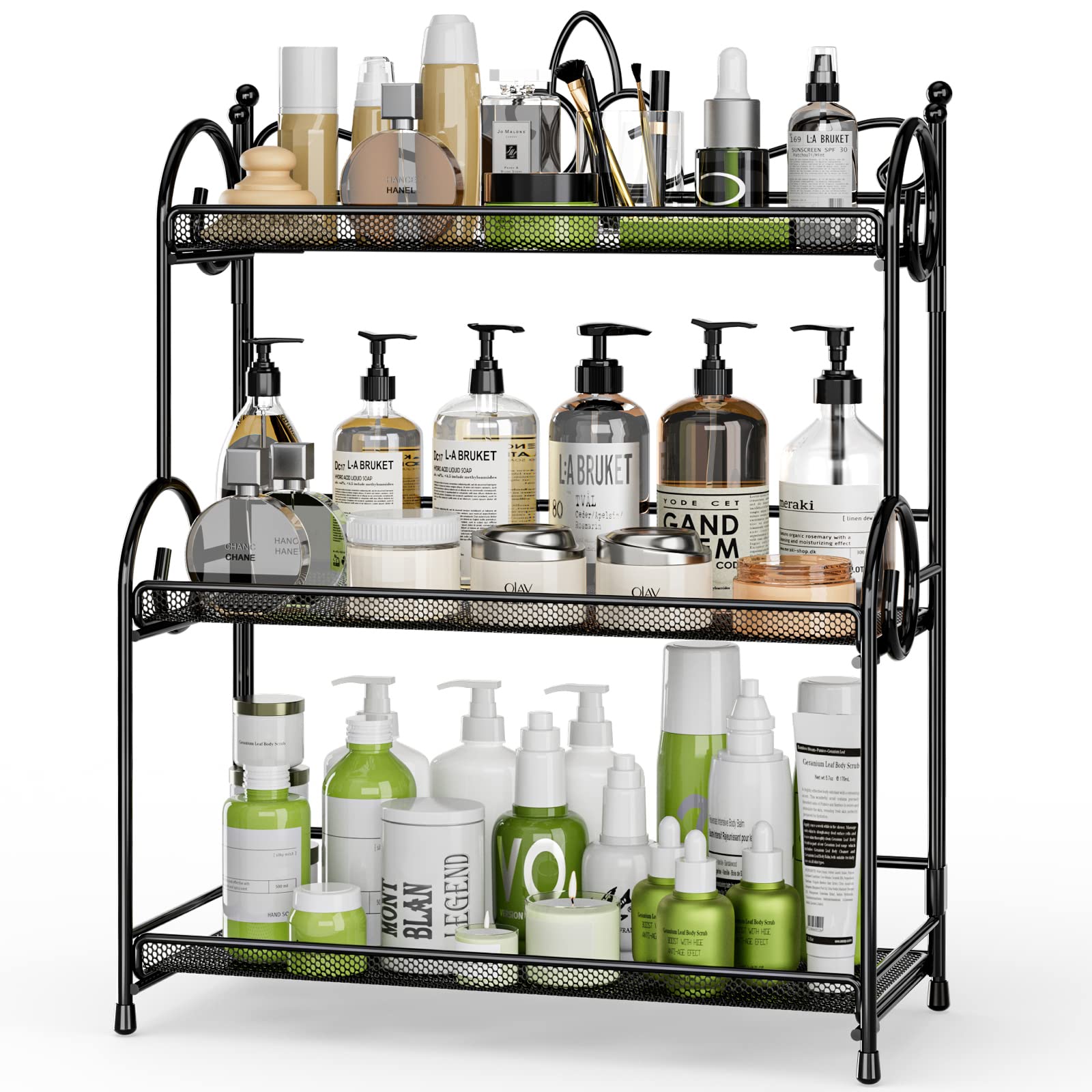 EKNITEY Bathroom Counter Organizer - 3 Tier Spice Rack Organizer Skincare Countertop Organizers for Bathroom Kitchen Bedroom Bla